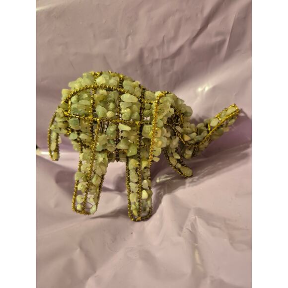 Jade Colored Stone Elephant 6"x4" - Picture 2 of 5
